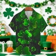 thumbnail image 1 of Ceisia Men's St. Patrick's Day Bubble Glow Four-Leaf Clover Print Short Sleeve Turndown Collar Stretch Casual Shirt Black L Gifts, 1 of 5