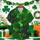 thumbnail image 1 of Ceisia Men's St. Patrick's Day Bubble Glow Four-Leaf Clover Print Short Sleeve Turndown Collar Stretch Casual Shirt Black XL Gifts, 1 of 5