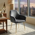 thumbnail image 5 of Demi Bonn Modern Living Dining Room Accent Arm Chairs, Accent Upholstered Arm Chair with Steel Gold Legs, Set of 2, for Bedroom, Living Room, Dining Room, Gray, 5 of 8