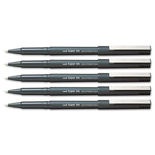 uni-ball Stick Micro Point Roller Ball Pens, 5 Black Ink Pens (60151)