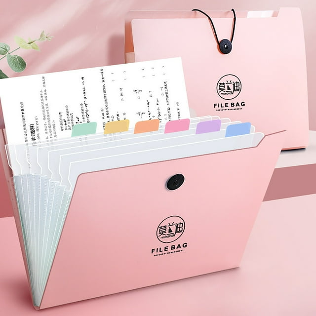 Expandable Accordion File Organizers with 12 Pockets: Stylish Paper Organizers for Work School Home & Document Management 12-Grid Pink Morandi Folder H
