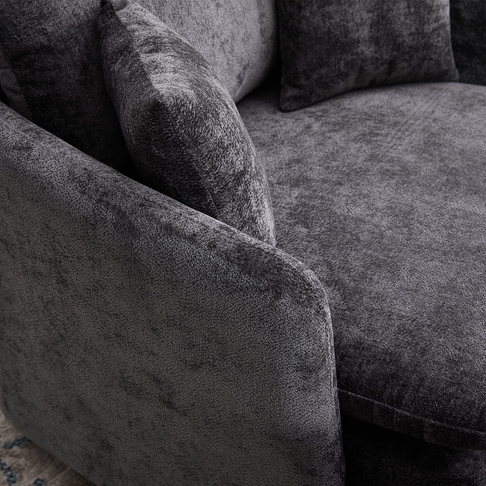 44.6" W Oversized Swivel Armchair with Ottoman,37.8" Large Seat Width Accent Chair with 3 Pillows