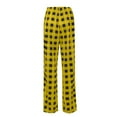thumbnail image 6 of Knosfe Pj Pants for Teen Girls High Waist Drawstring Wide Leg Women's Lounge Pants Long Joggers Plaid Pajama Pants for Women Fuzzy Palazzo Flannel Bottoms for Women Yellow XXL, 6 of 6