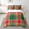 thumbnail image 2 of jejeloiu Vintage Patchwork Checkered 7-Piece Bedding Comforter Set,Abstract Geometric Art King Bedding Sets,Red Green Striped Bed Sheets For Kids,Ultra Soft Home Decor Reversible, 2 of 8