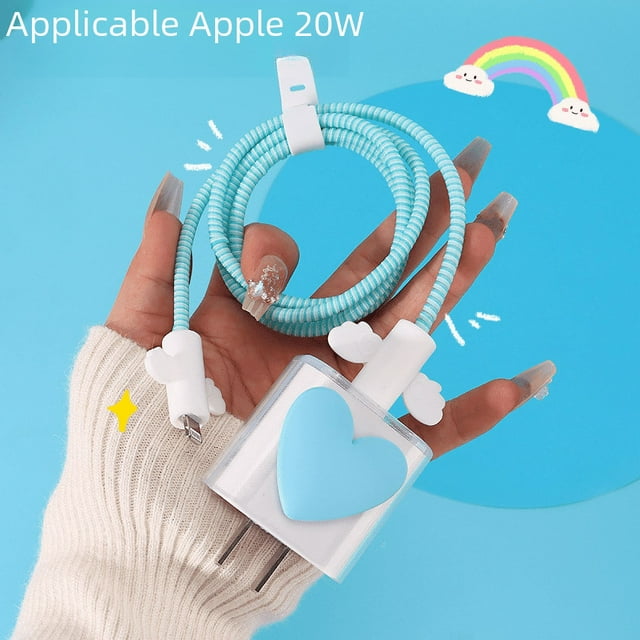 Funda protectora para cargador de Apple Love, cabezal de carga de 20 W, funda blanda adecuada para cable de datos Apple 13, antirroturas