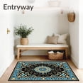 thumbnail image 3 of ODIKA 3'x5' Machine Washable Non-Slip Area Rug, Nautical Shell Scroll with Interlocking Wave and Coral Detailing High Traffic Rug with Pad, Black, 550245, 3 of 8