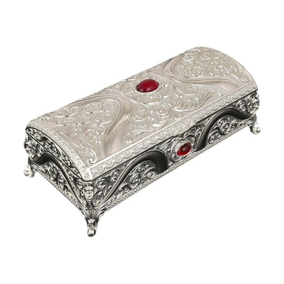 freneci Metal Jewelry Box Vintage Jewelry Storage Organizer for Earrings Rings Argent