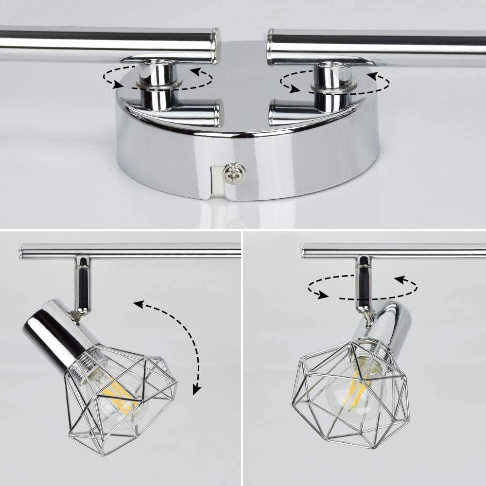 Depuley 4 Light Cage Track Ceiling Light Flush Mount Ceiling Spotlight Wall Mount Lamp Adjustable Head Directional Light Fixture for Living Room Kitchen Dining, E12 Bulbs Included