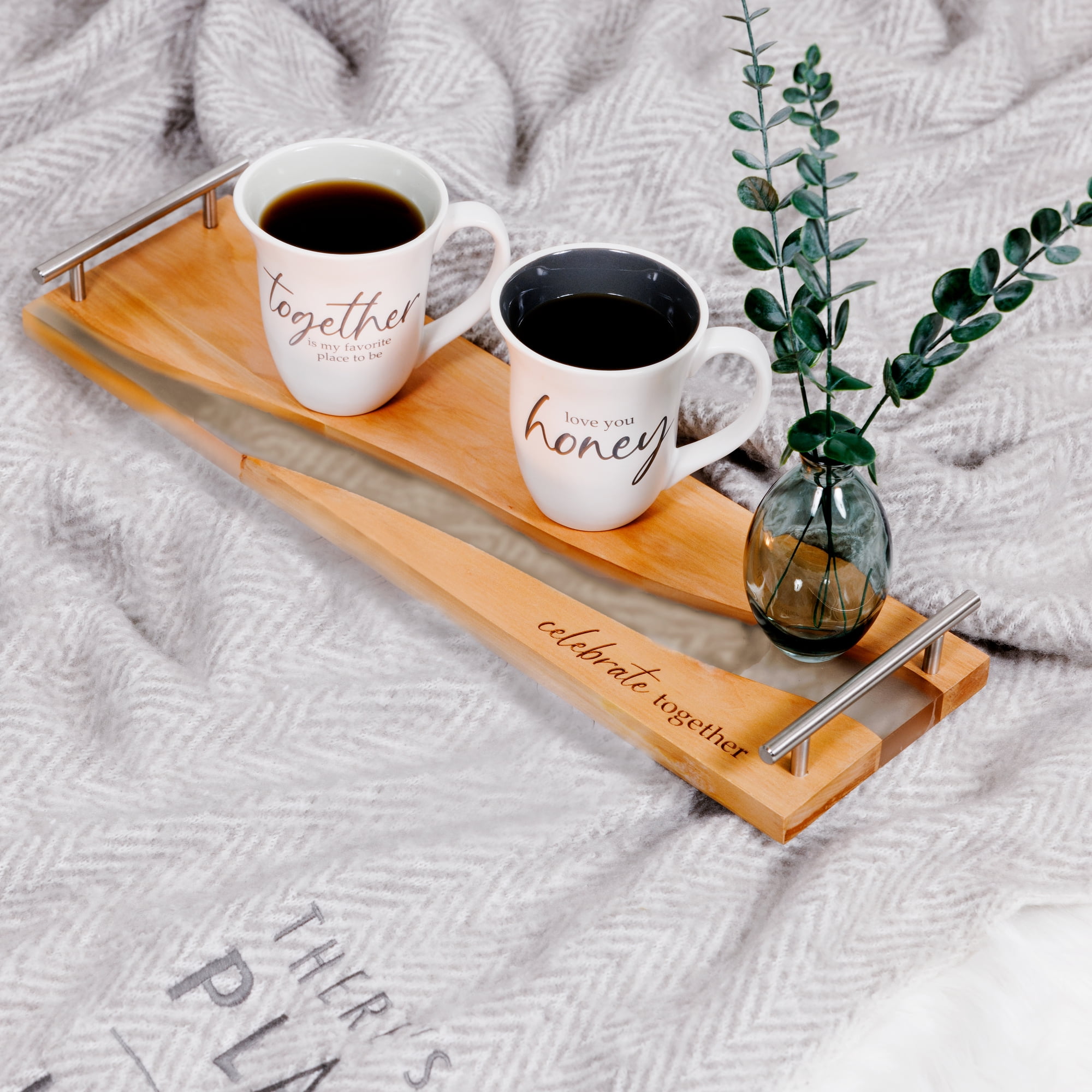 Pavilion Gift Company - Celebrate Together - 21" Wood & Resin Cheese/Bread Board Set