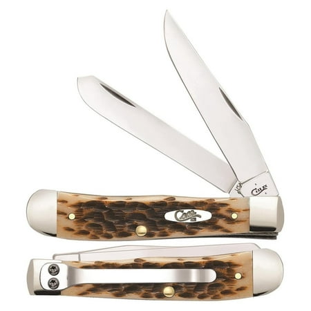 WR XX Pocket Knife Amber Bone Trapper Peachseed Jig W/Clip Item #6540 - (6254C SS) - Length Closed: 4 1/8 Inches