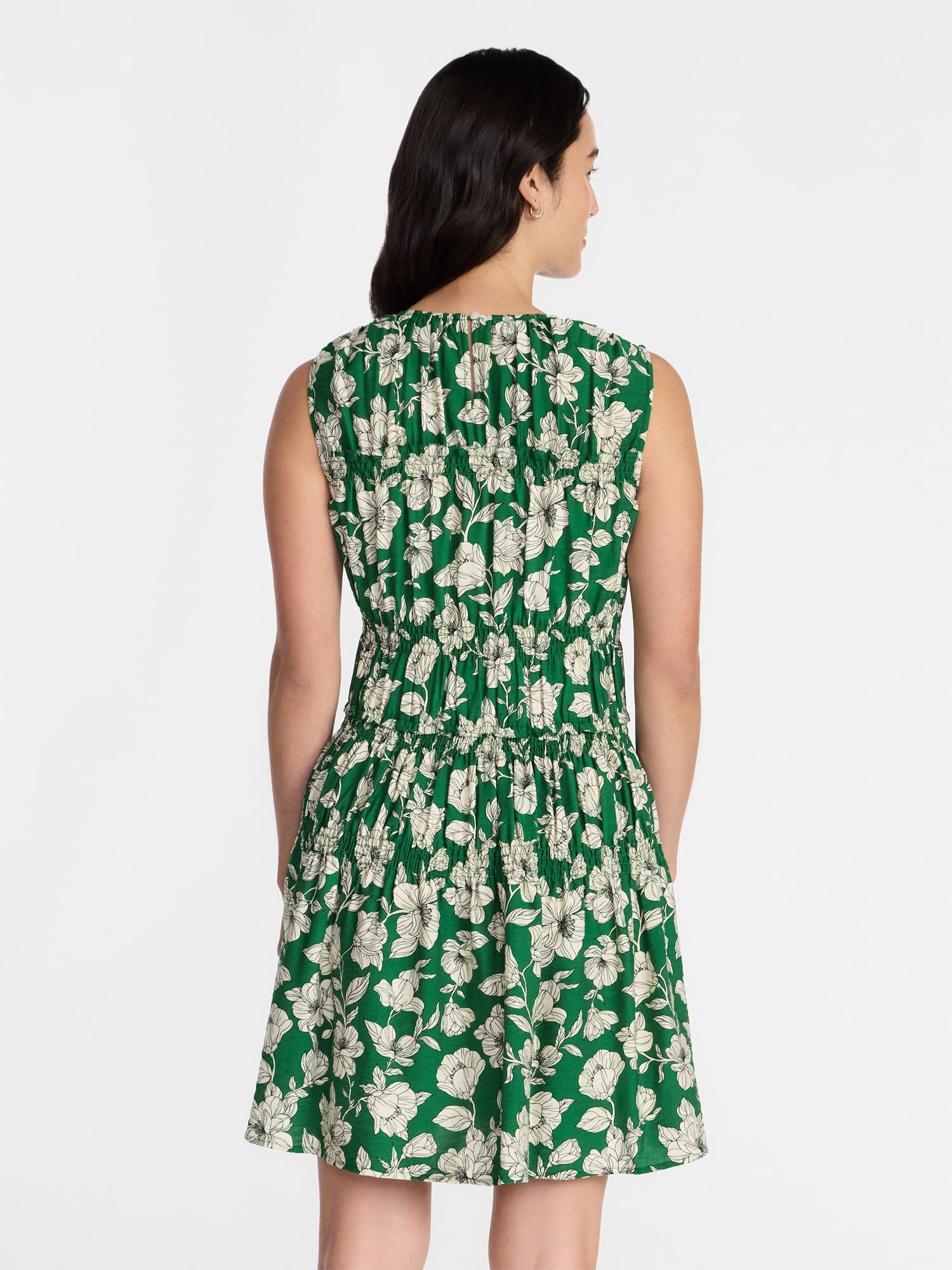 Time and Tru Women's Smocked Sleeveless Mini Dress, Sizes XS-XXXL