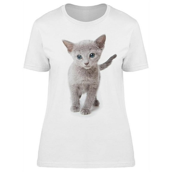 Tiny Russian Blue Kitty Beauty T-Shirt Women -Image by Shutterstock, Female Large