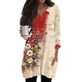 thumbnail image 2 of JoveMarine Women's V-Neck 3/4 Sleeve Tunic Top with Pockets Independence Day Printed Mid-Length Blouse Casual Summer Shirt for Patriotic Holiday Daily Wear Beige L, 2 of 7