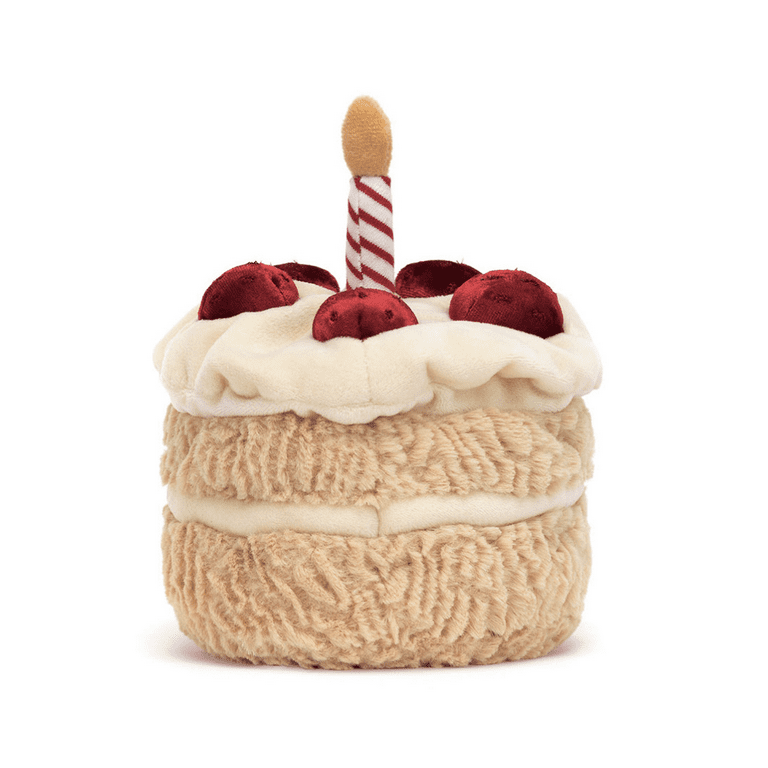Jellycat Amuseables Birthday Cake Stuffed Toy, six inches
