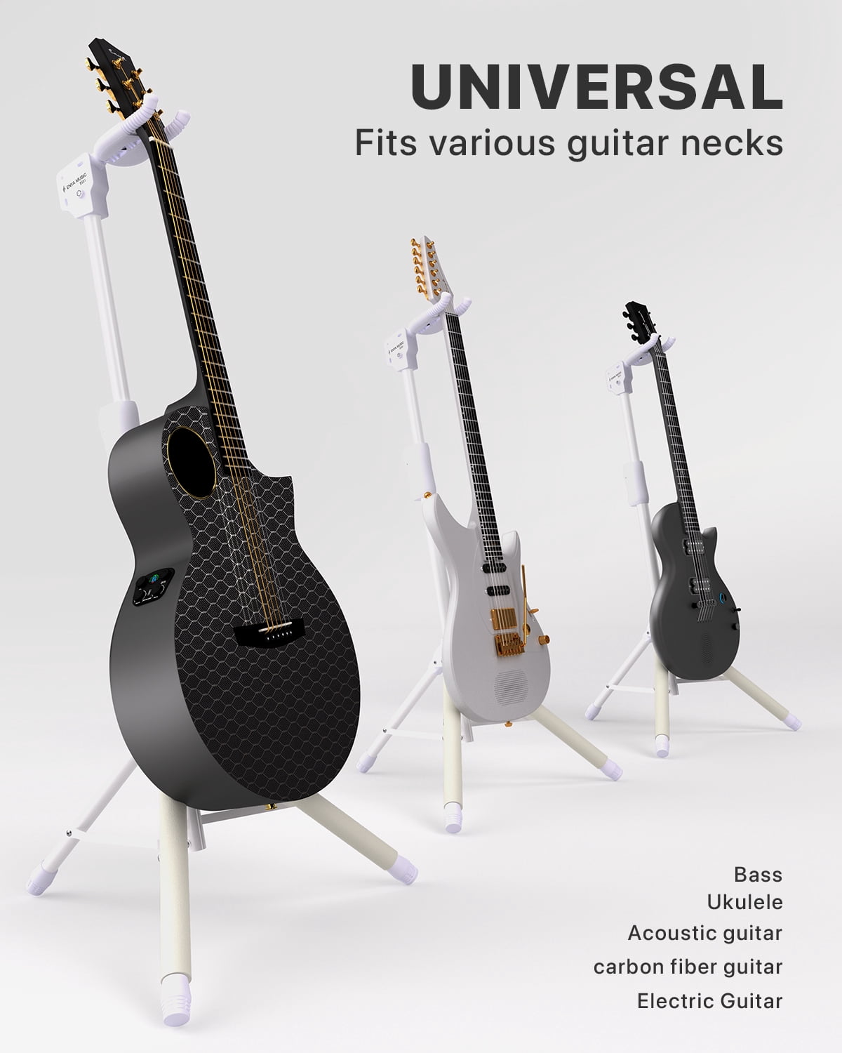 enya Auto-Lock Guitar Stand - Heavy Duty Steel, 33lbs Capacity, 360° Non-Slip Base & Military Anti-Rust | 3-Second Setup, Foldable for Stage/Travel/Studio