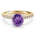 thumbnail image 3 of Gem Stone King 10K Two Tone Gold Purple Amethyst and Lab Grown Diamond Engagement Ring for Women | 1.40 Cttw | Round 7MM | Gemstone February Birthstone | Size 7, 3 of 6