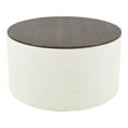 thumbnail image 1 of HomePop Ottomane de Rangement Moderne en Tissu avec Dessus en Bois, Crème, 1 of 8