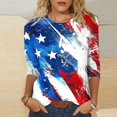 thumbnail image 2 of FAVIPT Americana Tops for Women Three Quarter Sleeve Round Neck Shirts Stars and Stripes Patriotic Print Tops Casual Summer 2025 Tees Camouflage,XL, 2 of 5