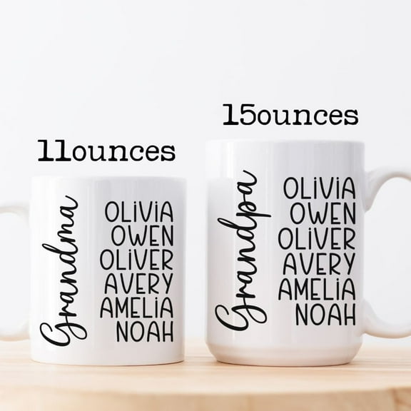 Grandma Grandpa Mugs, Personalized Grandparents Mug with Grandkids Names, Grandparents Mug Set, Father's Day Gift, Mother's Day Gift, Ceramic Mug 15Oz