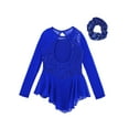 thumbnail image 4 of Moggemol Figurine de Patinage à Roulettes pour Filles, Robe de Patinage sur Glace, Justaucorps de Gymnastique, Tenue de Compétition, Costume de Performance 2Bleu Royal 10, 4 of 7