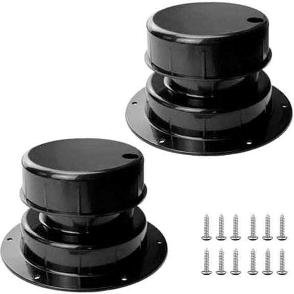 CENL 2 Pcs RV Camper Trailer Roof Duct Vent Covers Fits 1 to 2 3/8 Inch Pipes black
