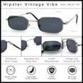 thumbnail image 5 of SA106 Mens Narrow Metal Rim Rectangular Hustler Sunglasses, Silver Frame - Black Lens, 5 of 7