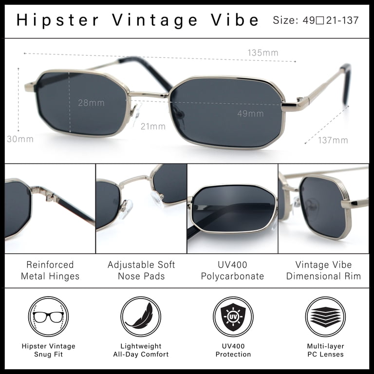 SA106 Mens Narrow Metal Rim Rectangular Hustler Sunglasses  display picture 1