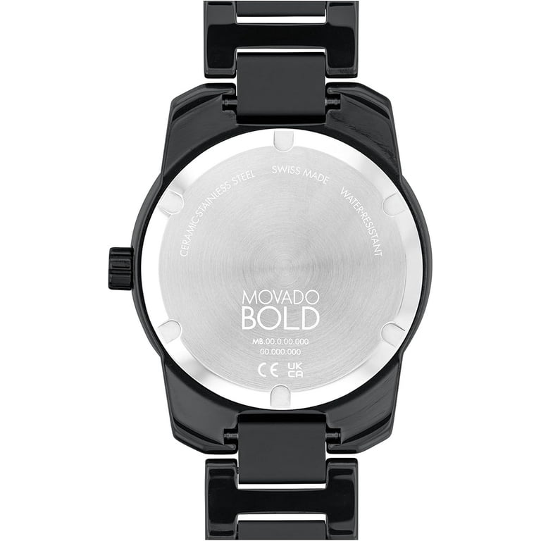 Movado Bold Men's Swiss Quartz Stainless Steel and Ceramic Link