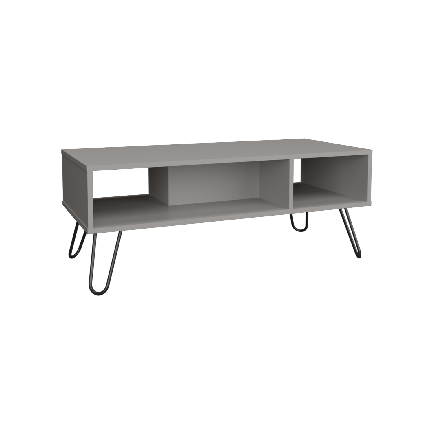 Coffee Table with 2 Shelves, Modern White Finish