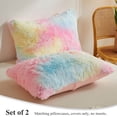 XeGe Tie Dye Plush Shaggy Duvet Cover Set, 2 Pieces Soft Velvet Fluffy Furry Bedspread, Rainbow