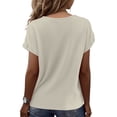 thumbnail image 4 of Women's V Neck Short Sleeve Cotton T-Shirt, Casual Solid Color Loose Fit Basic Tee, Summer Lightweight Breathable Top Gray 2XL, 4 of 4