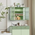 thumbnail image 3 of GUTALOR 27.56'' Modern Wall Cabinet with Glass Doors, Three-Tier Storage, Removable Shelves, 30lbs Capacity - Pantry, Bathroom, Laundry, and Living Room Cabinet-Green, 3 of 6
