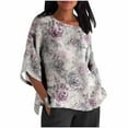 thumbnail image 1 of Mujeres 3/4 Manga Tops Y Blusas de Impresión Suelta Camisa Cortada, Casual Cuello Redondo Blusa para la Primavera Y el Verano, 1 of 5