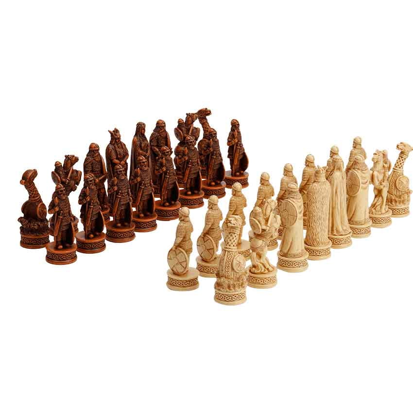 black Viking plastic chess pieces white Standard chessmen 95 mm 3,75" 