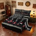 thumbnail image 2 of Manfei Retro Camo US Flag Queen Sheets, Patriotic Soldier Silhouette Queen Sheet Sets, Red, Black Reversible 4pcs (1 Flat Sheet, 1 Fitted Sheet and 2 Pillowcases), 2 of 6