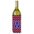 thumbnail image 1 of Letra W Chevron Naranja Y Azul Botella De Vino Bebida Aislador Hugger Cj1044-Wliterk, 1 of 1