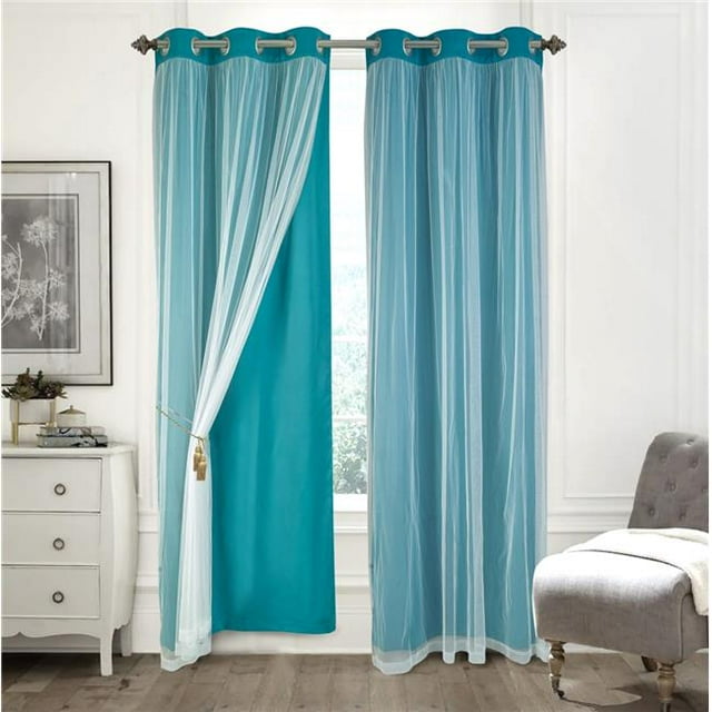 RT Designers Collection PNH47894 63 in. Hendrix Double Layer Blackout Grommet Panel, Turquoise - Pack of 2