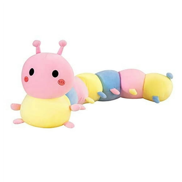 Long Plush Pillow Kawaii Body Pillow, Cute Caterpillar Stuffed Animals Soft Plushies, Stuffed Caterpillar Throw Pillow Doll Big Plush Toys Gift for Girl Friend (Pink,31 inch)