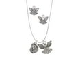 thumbnail image 2 of Delight Jewelry Silvertone Small Lion - Mascot Silver tone Guardian Angel Charm Necklace and Stud Earrings, 2 of 4