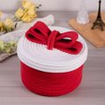 thumbnail image 5 of Christmas Red Woven Storage Basket Hand Woven Rope Bow Handle Candy Apples Snack Sundries Storage Box Holiday Desktop Decoration, 5 of 5