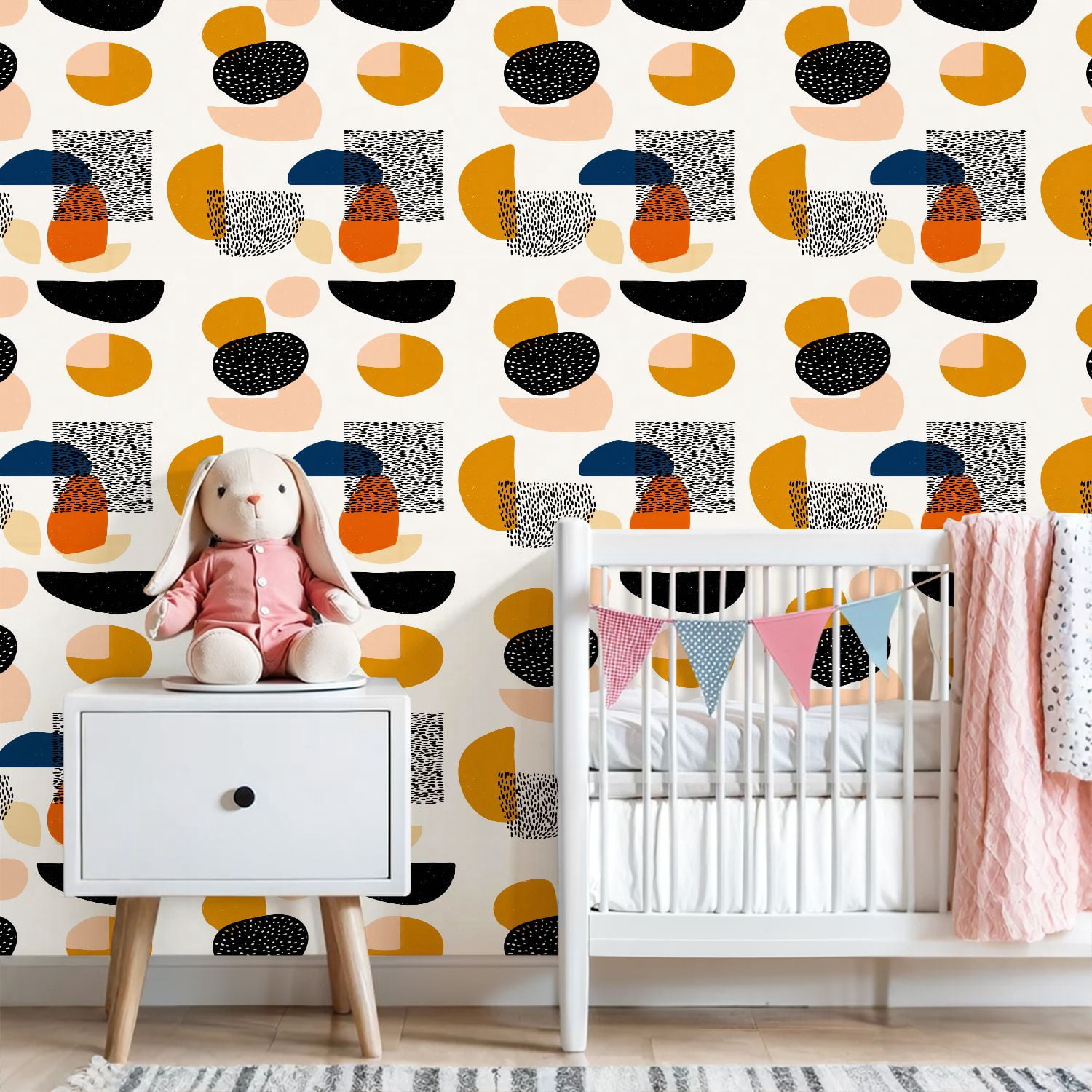 Peel and Stick Wallpaper 23.6in x 9.8ft Trendy abstract shapes Mid century inspired art organic Contact Paper Vinyl Waterproof Self Adhesive Wall Paper for Bedroom Shelf Cabinet Renter Friendly