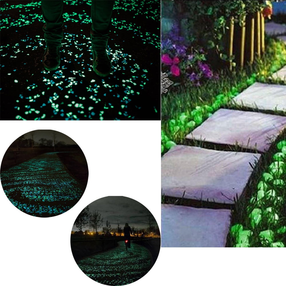 100 Pc Multi-Colored Glow in the Dark Pebbles Stones Garden Path Edging Border 