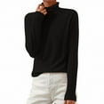 thumbnail image 3 of Lumtrix Sweaters for Women Turtleneck Mock 2025 Knitted Warm Pullover Light Long Sleeve Elegant Soft Sweater Loose Fitting Tops Black 3XL, 3 of 5