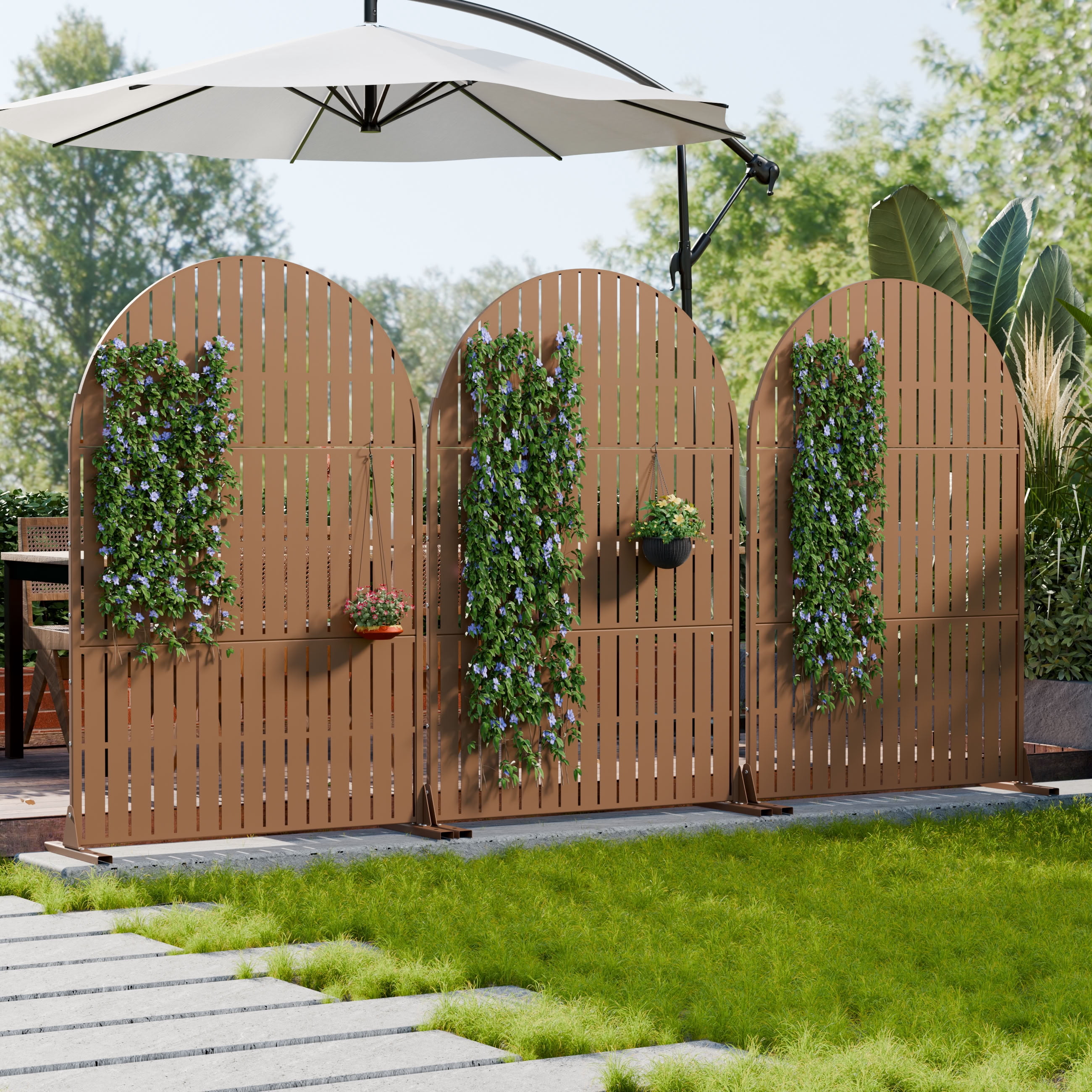 MAYEERTY 72*47in Outdoor Privacy Screen, Sun Block Metal Privacy Fence, Privacy Panel for Patio, Balcony, Backyard, Garden