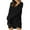 Black, variant on Sweater Dress for Women V Neck Long Sleeve Rib Knit Loose Fit Sweaters Grey M