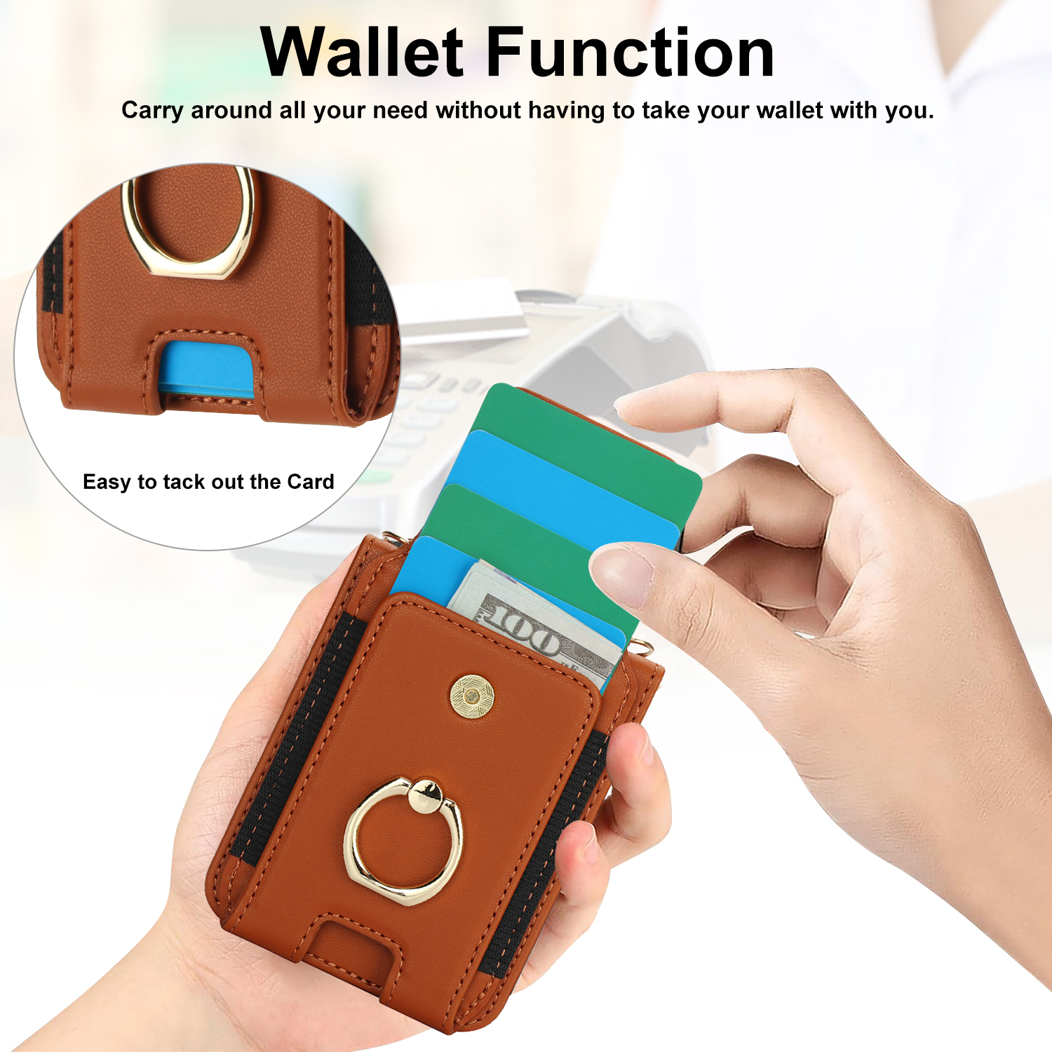 for Motorola Razr 2024 Case, Retro PU Leather Shockproof Protection Phone Case Wallet Built in Credit Card Slots Flip Cover Finger Ring Stand with Long Strap + Short Strap, Brown