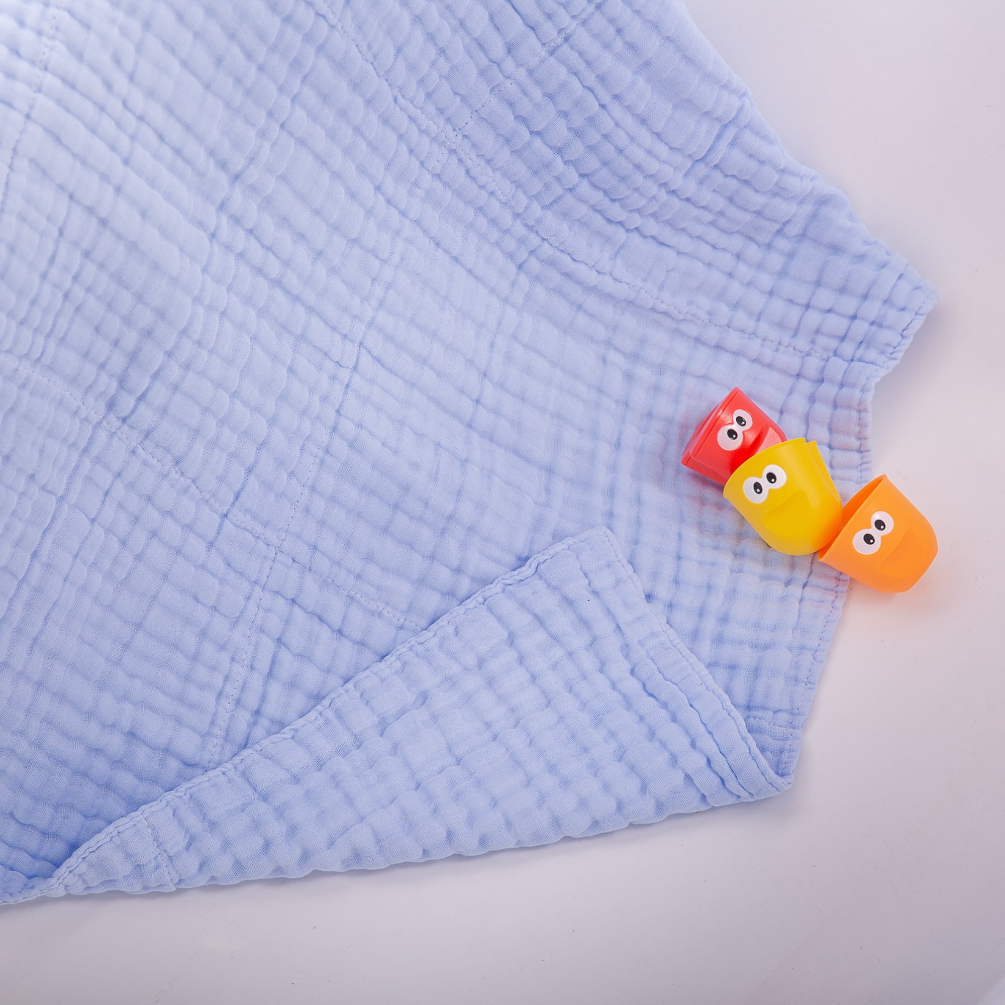 L’Ange Baby-Bath Towel-6 Layer, Muslin Receiving Blanket for Newborn, Baby, Toddlers, Kids & Home, Blue, 28 x 37 inches, Lightweight, Absorbent, Towel, Suitable for Infant Delicate Skin, Medical Grade