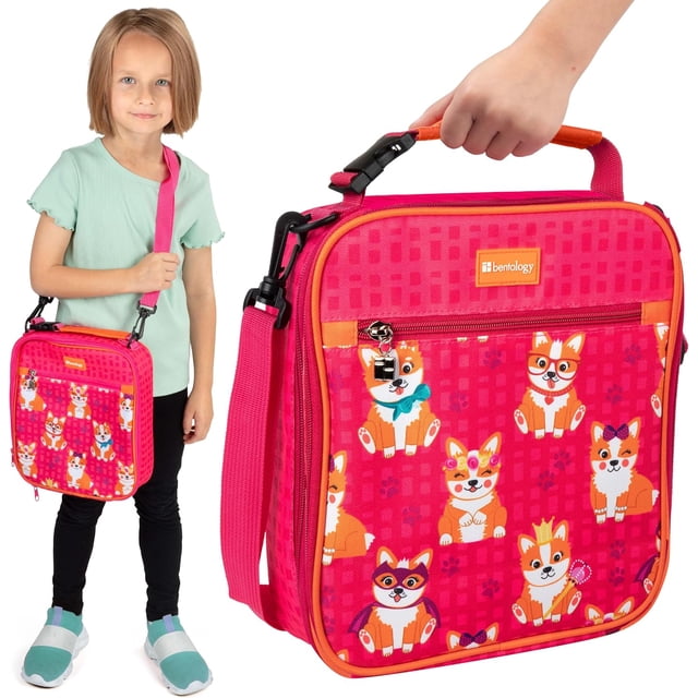 Boîte à Lunch Isolée Durable avec Courroies pour Sac à Dos pour l'École - Sac à Lunch Réutilisable Fourre-Tout pour Repas avec Poignée pour Enfants et Tout-Petits, Fonctionne avec Boîte Bento, Bentgo, Kinsho, Yumbox – Corgi