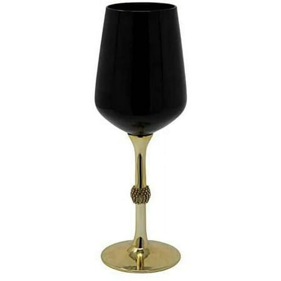 Madison Dcor Black and Gold Wine Glasses | 14.2 Ounce Cup  Striking Design with Diamante Accents  Thick and Durable Glass  Dishwasher Safe  Set of Twelve Stunning Wine Glasses  9.2 x 2.4