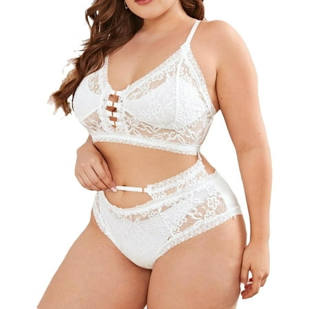 

White Plus Size Bra & Panty Sets (Women s)